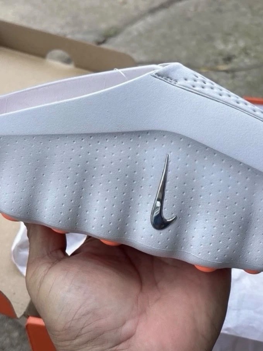 Nike Men White Slip-On Athletic Shoes with Orange Accents